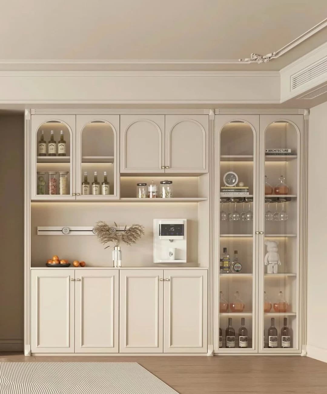 PLANE WHTE VINTAGE LOOK CROCKERY UNIT DESIGN