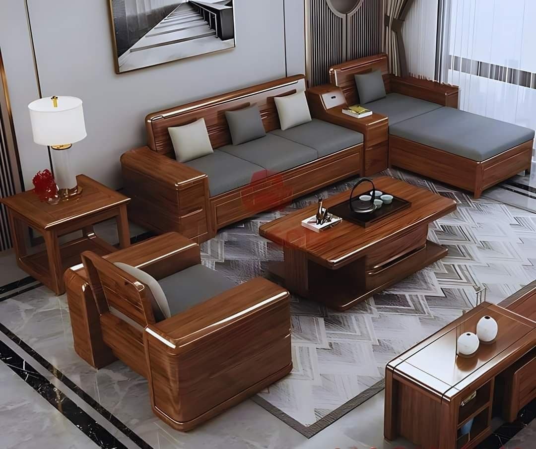 SIMPLE WOODEN SOFA SET DESIGN VINTAGE LOOK