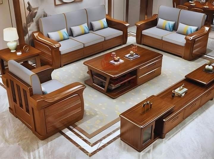 WOODEN SOFA SET DESIGN VINTAGE LOOK
