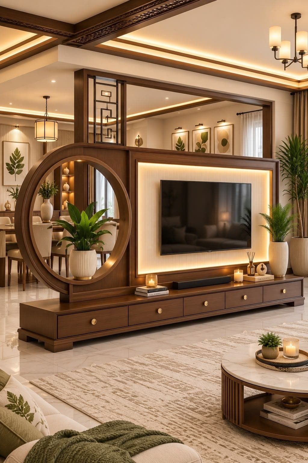 WOODEN BEST TV UNIT DESIGN WITH LIGHTING