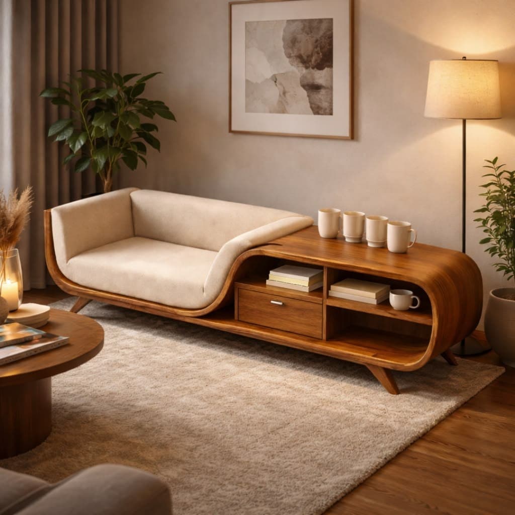 WOODEN SOFA-CONSOLE BENCH DESIGN