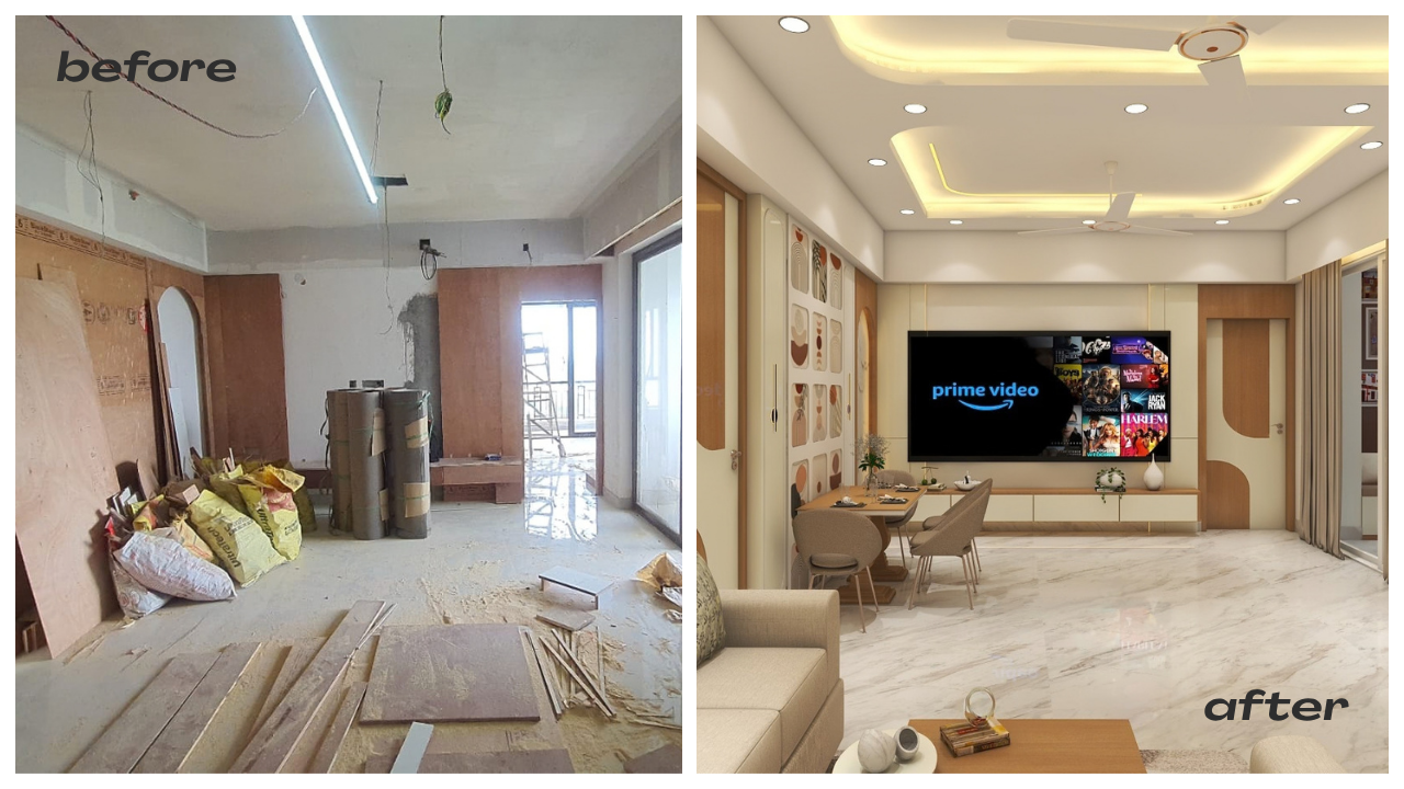 beforeafter of a 2BHK transformation beforeafter of a 2BHK transformation